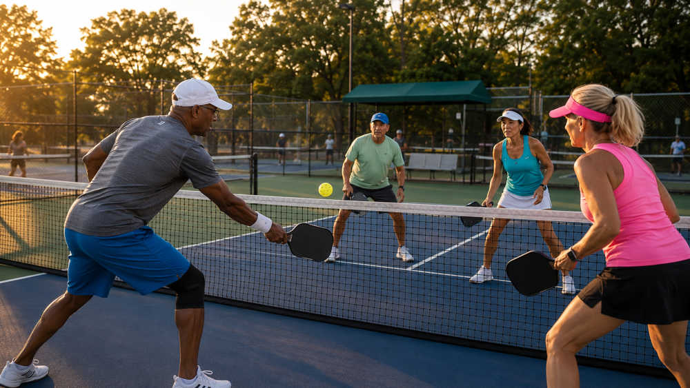 Weekend athletes playing pickleball for sports injury chiropractic care in Buford Georgia